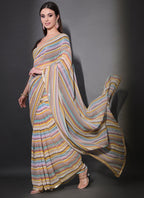 Vegaa Fashion Multicolor Georgette Leriya Print Sequence Saree | Grocsy