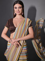 Vegaa Fashion Multicolor Georgette Leriya Print Sequence Saree | Grocsy