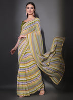 Vegaa Fashion Multicolor Georgette Leriya Print Sequence Saree | Grocsy