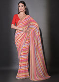 Vegaa Fashion Multicolor Georgette Leriya Print Sequence Saree | Grocsy
