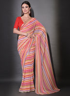 Vegaa Fashion Multicolor Georgette Leriya Print Sequence Saree | Grocsy