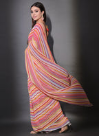 Vegaa Fashion Multicolor Georgette Leriya Print Sequence Saree | Grocsy