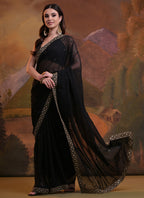 Vegaa Fashion Black Heavy Georgette Sequence Work Saree | Grocsy