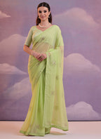 Vegaa Fashion Light Green Georgette Sequence Party Wear Saree | Grocsy