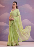 Vegaa Fashion Light Green Georgette Sequence Party Wear Saree | Grocsy