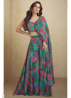 Vegaa Fashion Green Chinon Silk Digital Print Western Style Palazzo Suit | Grocsy