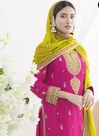 Vegaa Fashion Pink Chinon Silk Embroidered Designer Salwar Suit | Grocsy