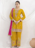 Vegaa Fashion Yellow Chinon Silk Embroidered Designer Salwar Suit | Grocsy