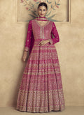 Vegaa Fashion Pink Real Georgette Embroidered Anarkali Suit | Grocsy