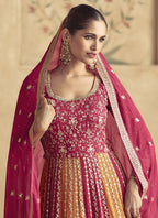 Vegaa Fashion Red Real Georgette Embroidered Anarkali Suit | Grocsy