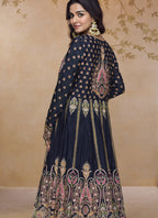 Vegaa Fashion Lavender Simar Silk Embroidered Wedding Wear Lehenga Style Suit | Grocsy