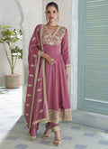 Vegaa Fashion Onion Pink Premium Silk Embroidered Sequence Anarkali Suit | Grocsy