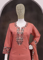 Vegaa Fashion Gajri Simar Silk Embroidered Palazzo Suit | Grocsy