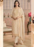 Vegaa Fashion Off White Jacquard Silk Hand Work Designer Salwar Suit | Grocsy
