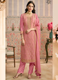 Vegaa Fashion Pink Jacquard Silk Hand Work Designer Salwar Suit | Grocsy
