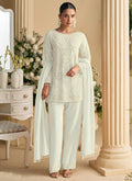 Vegaa Fashion Off White Georgette Embroidered Beads Designer Salwar Suit | Grocsy