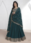 Vegaa Fashion Teal Vichitra Silk Sequence Anarkali Suit | Grocsy