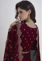 Vegaa Fashion Maroon Vichitra Silk Sequence Anarkali Suit | Grocsy