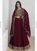 Vegaa Fashion Maroon Vichitra Silk Sequence Anarkali Suit | Grocsy