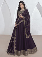 Vegaa Fashion Violet Vichitra Silk Sequence Anarkali Suit | Grocsy