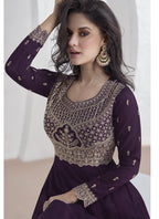 Vegaa Fashion Violet Vichitra Silk Sequence Anarkali Suit | Grocsy