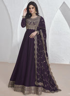 Vegaa Fashion Violet Vichitra Silk Sequence Anarkali Suit | Grocsy