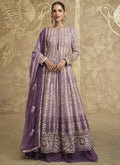 Vegaa Fashion Lavender Real Georgette Embroidered Lehenga Style Suit | Grocsy