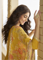 Vegaa Fashion Yellow Chinon Silk Embroidered Designer Palazzo Suit | Grocsy