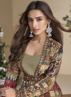 Vegaa Fashion Beige Georgette Embroidered Gown With Silk Sturg | Grocsy