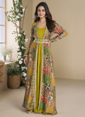 Vegaa Fashion Mustard Georgette Embroidered Gown With Silk Sturg | Grocsy