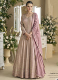 Vegaa Fashion Onion Pink Georgette Embroidered Seroski Zarkan Anarkali Suit | Grocsy