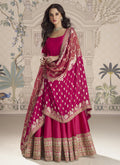 Vegaa Fashion Rani Pink Viscose Jacquard Silk Embroidered Gown With Viscose Dupatta | Grocsy