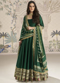 Vegaa Fashion Green Viscose Jacquard Silk Embroidered Gown With Viscose Dupatta | Grocsy