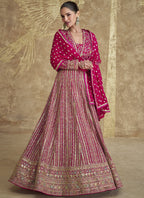 Vegaa Fashion Pink Real Georgette Embroidered Anarkali Suit | Grocsy