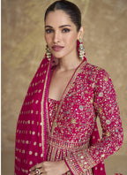 Vegaa Fashion Pink Real Georgette Embroidered Anarkali Suit | Grocsy
