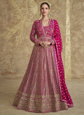 Vegaa Fashion Pink Real Georgette Embroidered Anarkali Suit | Grocsy