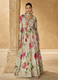 Vegaa Fashion Off White Real Chinon Silk Embroidered Anarkali Suit | Grocsy