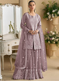 Vegaa Fashion Onion Pink Net Embroidered Sequin Designer Palazzo Suit | Grocsy