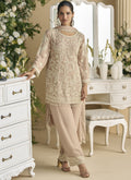 Vegaa Fashion Beige Georgette And Net Embroidered Beads Work Salwar Suit | Grocsy