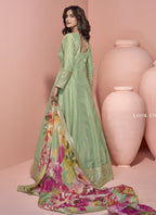 Vegaa Fashion Pista Green Viscose Jacquard Silk Embroidered Anarkali Suit | Grocsy