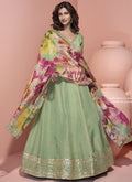 Vegaa Fashion Pista Green Viscose Jacquard Silk Embroidered Anarkali Suit | Grocsy