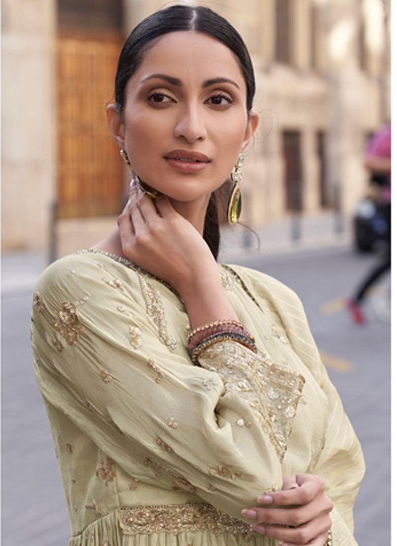 Vegaa Fashion Off White Silk Embroidered Palazzo Suit | Grocsy