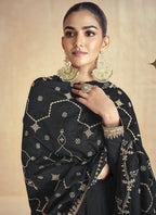 Vegaa Fashion Black Silk Embroidered Anarkali Suit | Grocsy