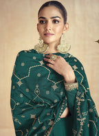 Vegaa Fashion Green Silk Embroidered Anarkali Suit | Grocsy