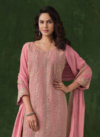Vegaa Fashion Peach Rangoli Silk Sequence Salwar Suit | Grocsy