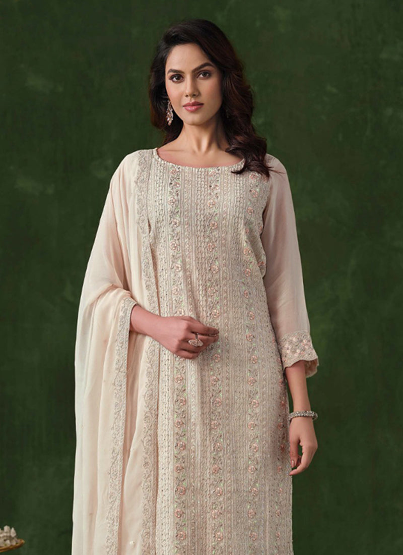Vegaa Fashion Off White Rangoli Silk Sequence Salwar Suit | Grocsy