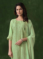 Vegaa Fashion Lime Green Rangoli Silk Sequence Salwar Suit | Grocsy
