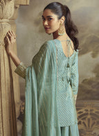 Vegaa Fashion Sky Blue Viscose Simar Butti Embroidered Palazzo Suit | Grocsy
