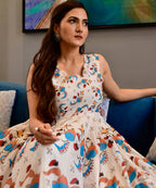 Casual Designer Offwhite Cotton Silk Gown - Anbazaar | Grocsy