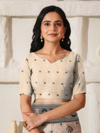 Shree Shyam Fashion Linen Cotton Black & Cream Saree | Grocsy